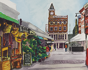 Fine Art Watercolor Painting of Findlay Market